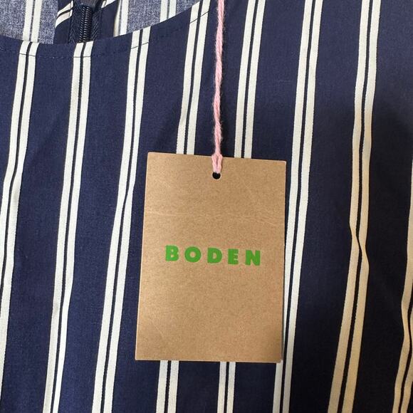 Boden Striped Asymmetric Midi Dress Navy Blue NEW - Picture 7 of 9